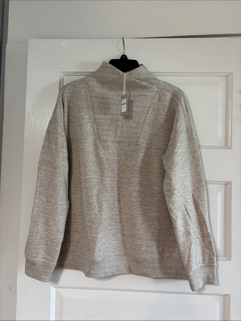 Women's Ribbed Panel Turtleneck Sweatshirt - Taupe Heather